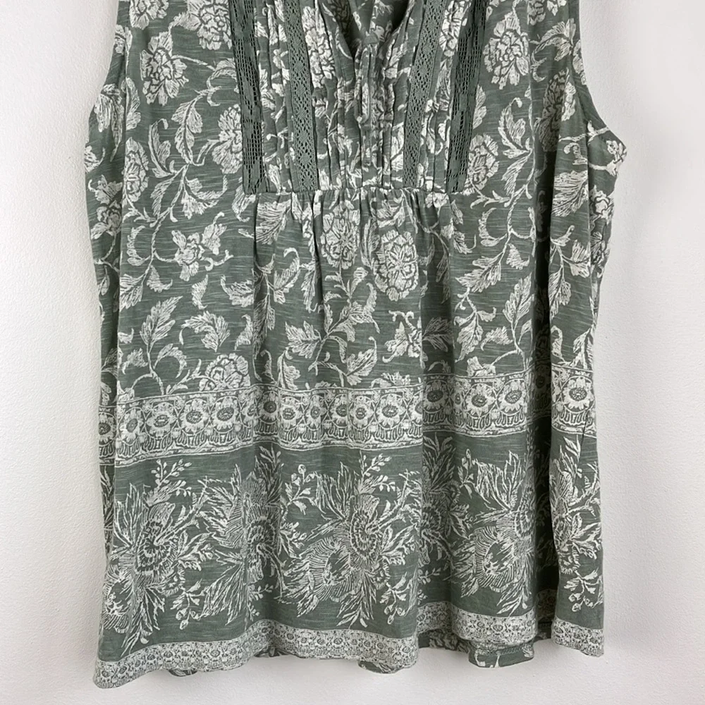 Lucky Brand women’s green floral swing tank. Size Large - Picture 5 of 8